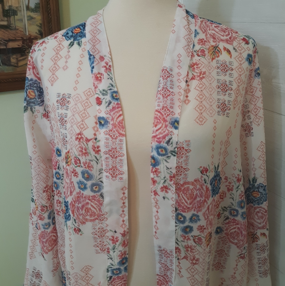 Jorja sheer boho kimono swim coverup Shrug Cardigan small **F - Picture 5 of 8